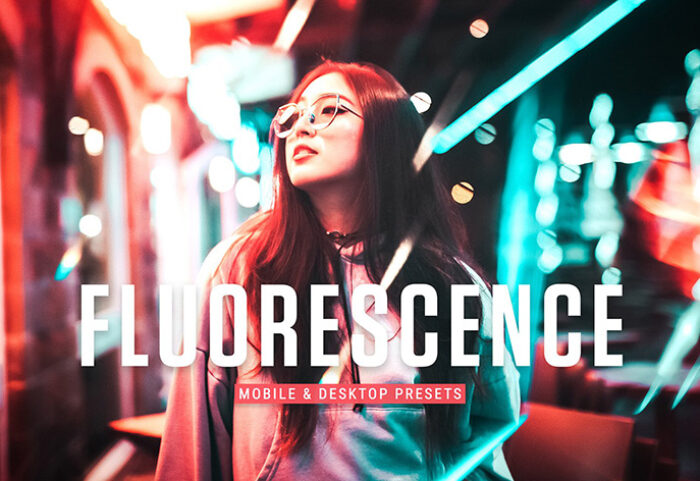 40 پریست لایت روم پرتره و پریست کمرا راو و اکشن فتوشاپ تم نور نئون Fluorescence Lightroom Presets