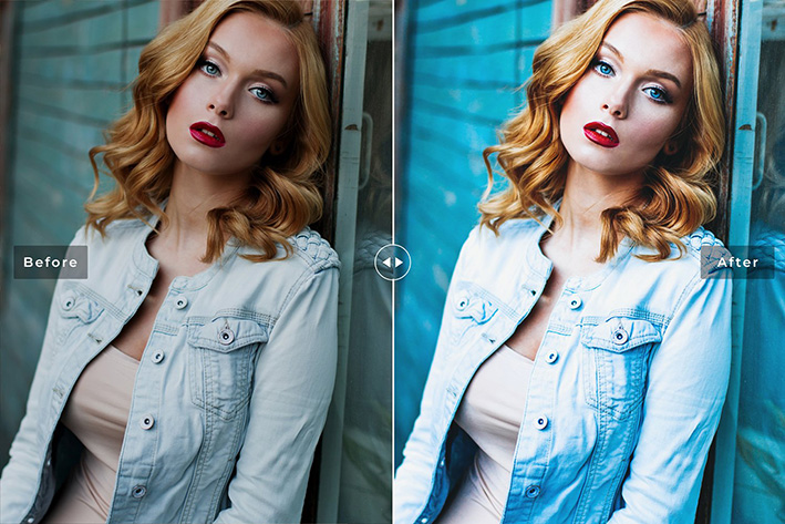 40 پریست لایت روم پرتره و پریست کمرا راو و اکشن فتوشاپ تم چشم آبی Iris Blue Lightroom Presets
