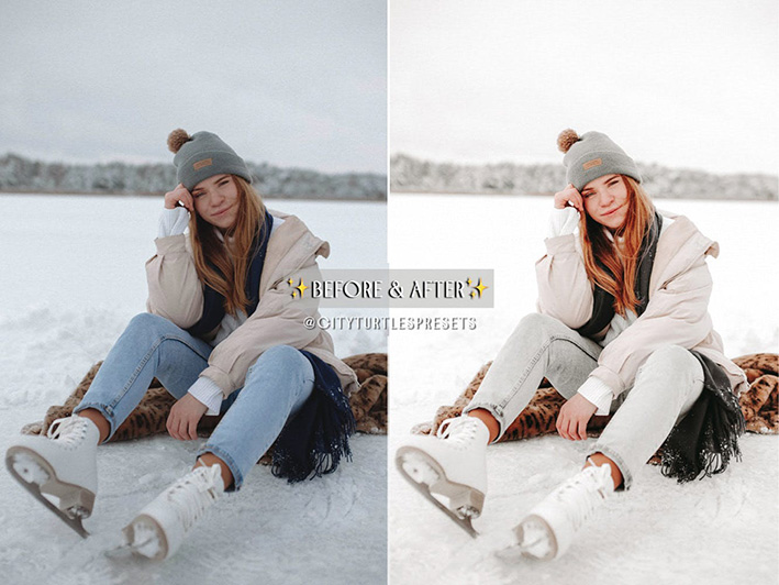 57 پریست لایت روم 2022 عکس زمستان Bright Clean WINTER WHITES Holiday Lightroom Preset