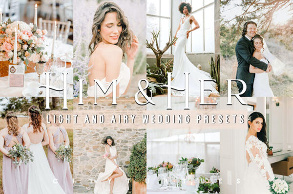 65 پریست لایت روم 2022 عکس عروس Light Airy Wedding HIM HER Lightroom Presets