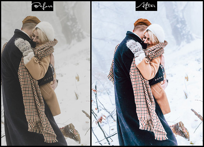 9 پریست لایت روم زمستان و اکشن فتوشاپ Clean Winter Photoshop Actions Lightroom Presets