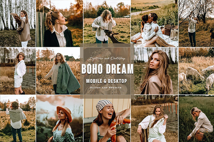 9 پریست لایت روم پرتره سینمایی و اکشن فتوشاپ Boho Dream Photoshop Actions Lightroom Presets 9 پریست لایت روم پرتره سینمایی و اکشن فتوشاپ Boho Dream Photoshop Actions Lightroom Presets