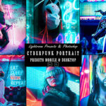 9 پریست لایت روم پرتره سینمایی و اکشن فتوشاپ CyberPunk Portrait Photoshop Action Lightrom