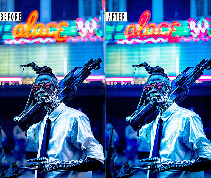 9 پریست لایت روم پرتره سینمایی و اکشن فتوشاپ CyberPunk Portrait Photoshop Action Lightrom 9 پریست لایت روم پرتره سینمایی و اکشن فتوشاپ CyberPunk Portrait Photoshop Action Lightrom