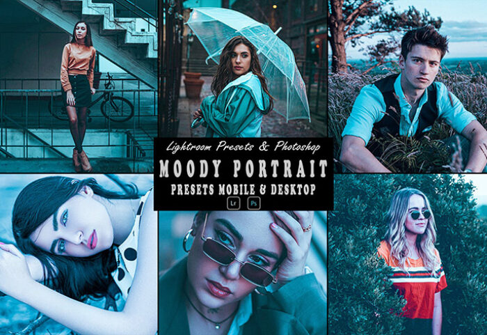 9 پریست لایت روم پرتره سینمایی و اکشن فتوشاپ Moody Portrait Photoshop Action Lightrom Preset