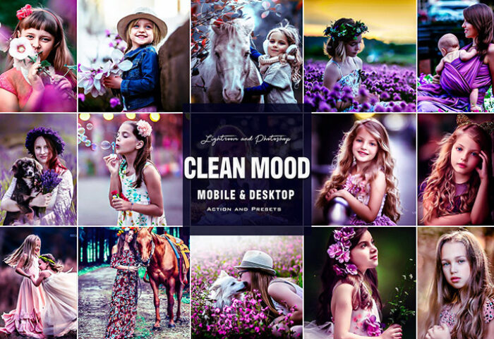 9 پریست لایت روم کودک و اکشن فتوشاپ تم شاد Clean Mood Photoshop Actions Lightroom Presets