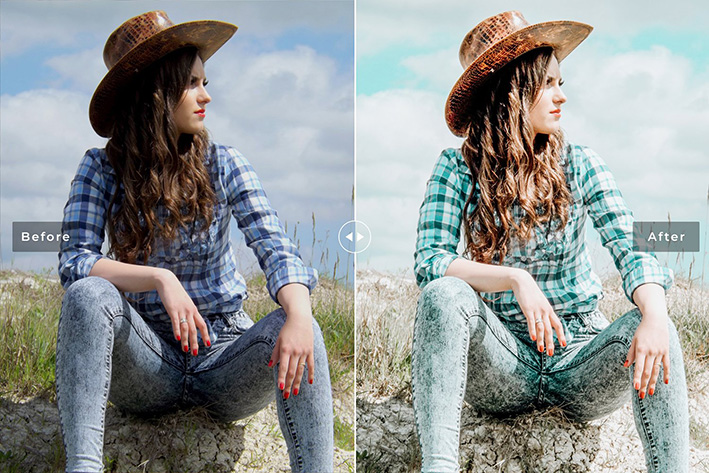 40 پریست لایت روم پرتره و پریست کمرا راو و اکشن فتوشاپ تم آبی Eton Blue Lightroom Presets