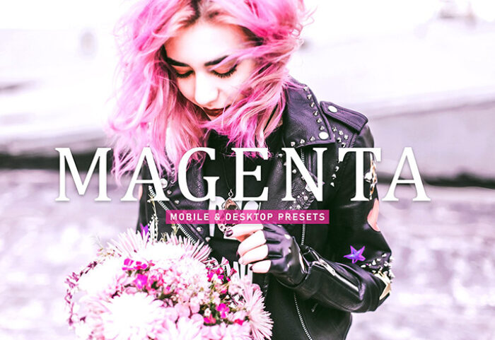 40 پریست لایت روم پرتره و پریست کمرا راو و اکشن فتوشاپ تم ارغوانی Magenta Lightroom Presets
