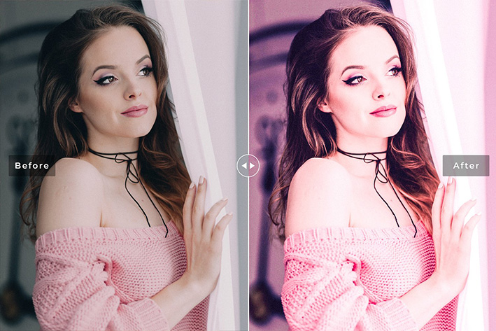40 پریست لایت روم پرتره و پریست کمرا راو و اکشن فتوشاپ تم ارغوانی Magenta Lightroom Presets