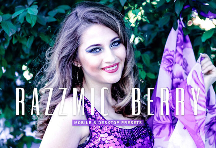 40 پریست لایت روم پرتره و پریست کمرا راو و اکشن فتوشاپ تم بنفش Razzmic Berry Lightroom Presets