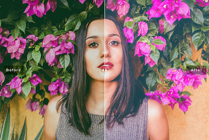 40 پریست لایت روم پرتره و پریست کمرا راو و اکشن فتوشاپ تم بهار Bletilla Lightroom Presets