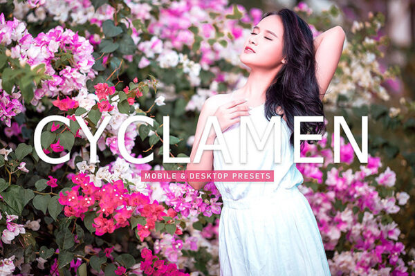 40 پریست لایت روم پرتره و پریست کمرا راو و اکشن فتوشاپ تم بهار Cyclamen Lightroom Presets