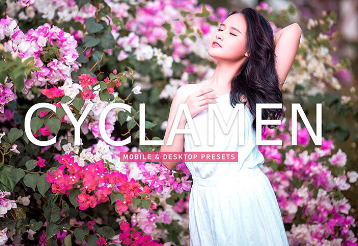 40 پریست لایت روم پرتره و پریست کمرا راو و اکشن فتوشاپ تم بهار Cyclamen Lightroom Presets