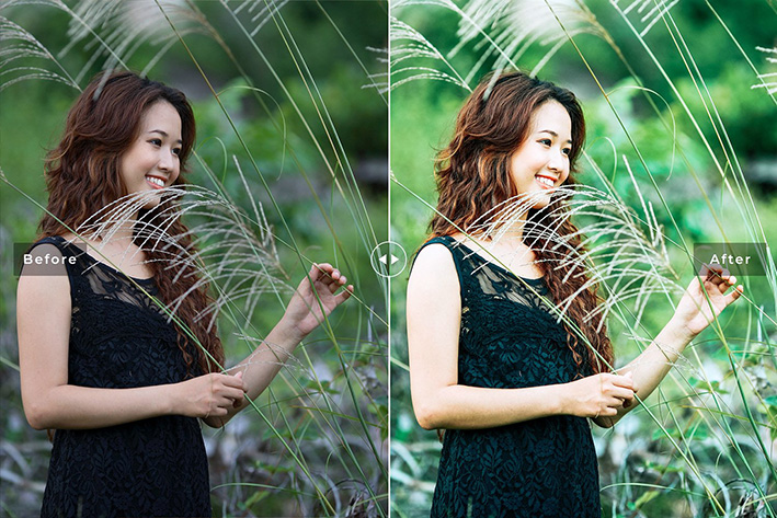 40 پریست لایت روم پرتره و پریست کمرا راو و اکشن فتوشاپ تم جوانه سبز Bud Green Lightroom Presets