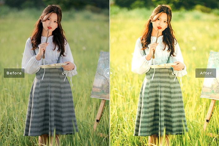 40 پریست لایت روم پرتره و پریست کمرا راو و اکشن فتوشاپ تم دختر زیبا Key Lime Lightroom Presets