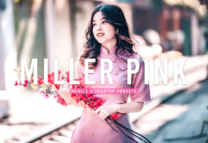 40 پریست لایت روم پرتره و پریست کمرا راو و اکشن فتوشاپ تم رنگی صورتی Miller Pink Lightroom Presets