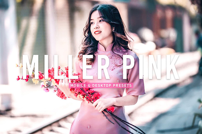 40 پریست لایت روم پرتره و پریست کمرا راو و اکشن فتوشاپ تم رنگی صورتی Miller Pink Lightroom Presets 40 پریست لایت روم پرتره و پریست کمرا راو و اکشن فتوشاپ تم رنگی صورتی Miller Pink Lightroom Presets