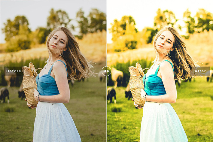 40 پریست لایت روم پرتره و پریست کمرا راو و اکشن فتوشاپ تم سرسبز Arylide Yellow Lightroom Presets