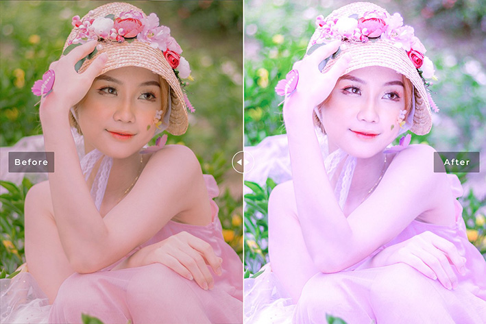 40 پریست لایت روم پرتره و پریست کمرا راو و اکشن فتوشاپ تم شقایق Periwinkle Lightroom Presets V2