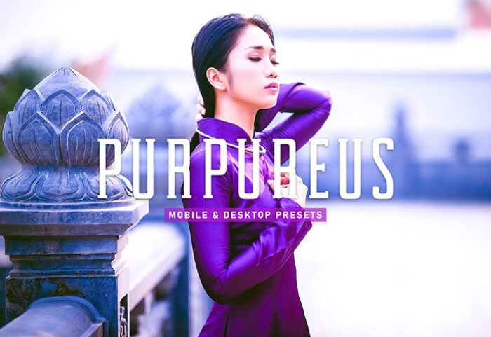 40 پریست لایت روم پرتره و پریست کمرا راو و اکشن فتوشاپ تم فضای باز Purpureus Lightroom Presets