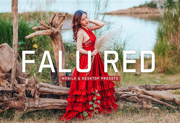 40 پریست لایت روم پرتره و پریست کمرا راو و اکشن فتوشاپ تم قرمز Falu Red Lightroom Presets
