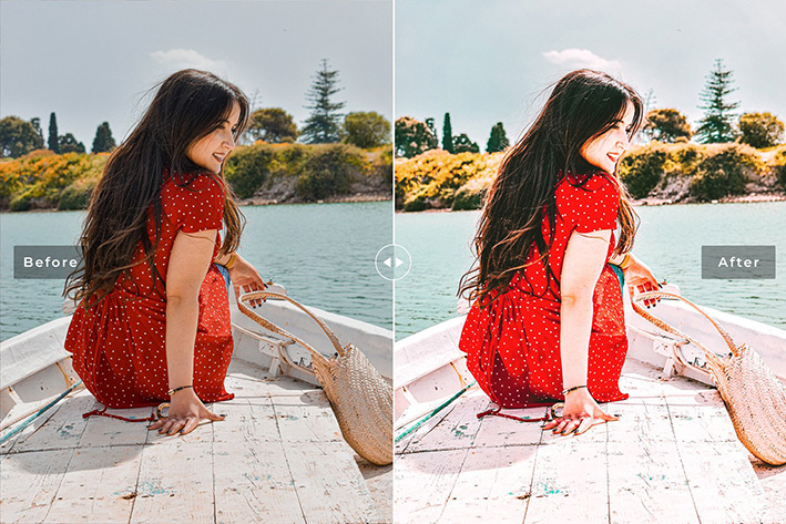 40 پریست لایت روم پرتره و پریست کمرا راو و اکشن فتوشاپ تم قرمز Falu Red Lightroom Presets