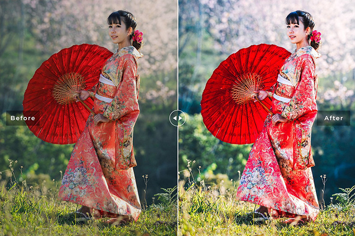 40 پریست لایت روم پرتره و پریست کمرا راو و اکشن فتوشاپ تم قرمز Falu Red Lightroom Presets