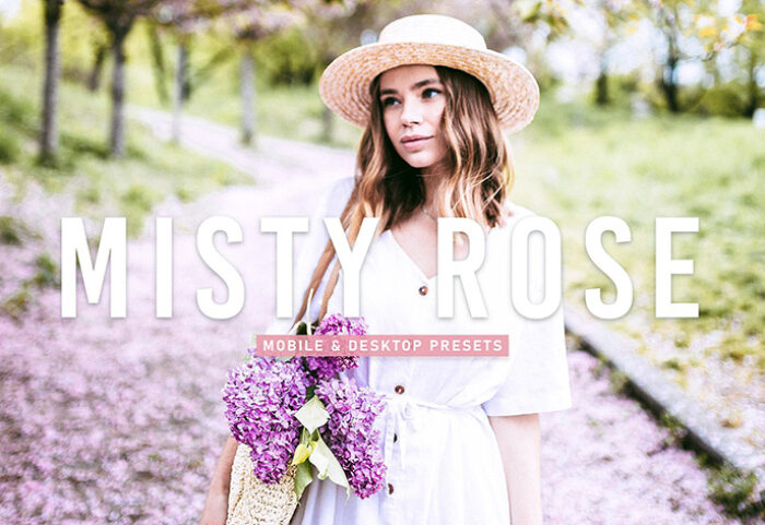 40 پریست لایت روم پرتره و پریست کمرا راو و اکشن فتوشاپ تم گل رز Misty Rose Lightroom Presets V2