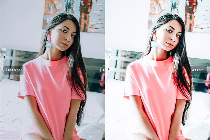 40 پریست لایت روم پرتره و پریست کمرا راو و اکشن فتوشاپ تم گل رز Misty Rose Lightroom Presets V2