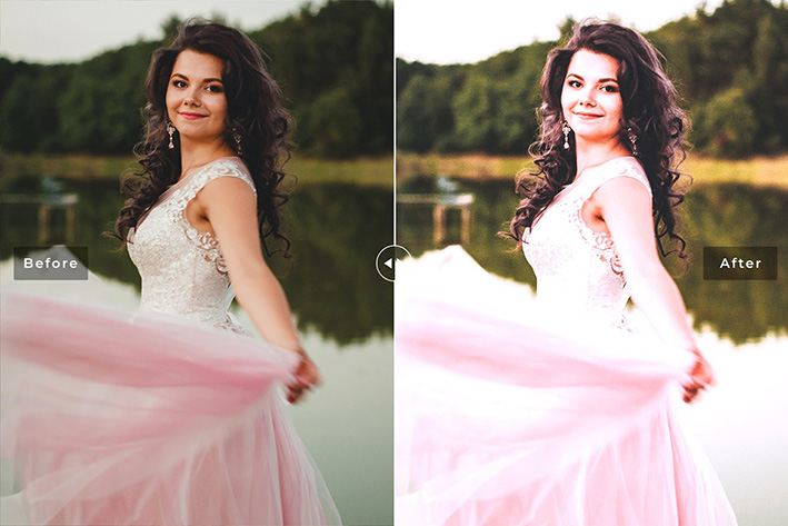 40 پریست لایت روم پرتره و پریست کمرا راو و اکشن فتوشاپ تم گل رز Misty Rose Lightroom Presets V2