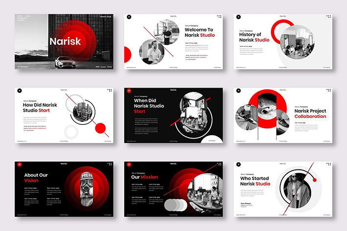 قالب پاورپوینت 2022 و گوگل اسلایدر حرفه ای Narisk Business Keynote Template