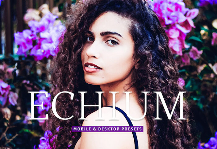40 پریست لایت روم و پریست کمرا راو و اکشن فتوشاپ تم بنفش Echium Lightroom Presets