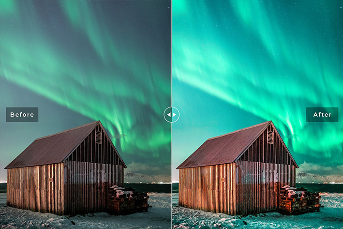 40 پریست لایت روم و پریست کمرا راو و اکشن فتوشاپ طبیعت Aurora Lightroom Presets 40 پریست لایت روم و پریست کمرا راو و اکشن فتوشاپ طبیعت Aurora Lightroom Presets