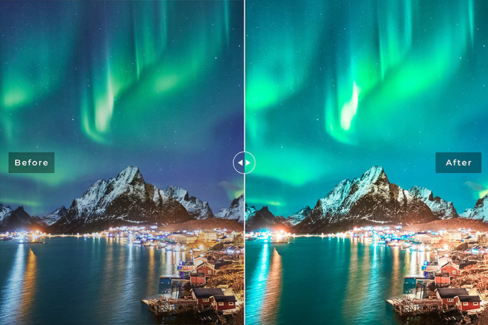 40 پریست لایت روم و پریست کمرا راو و اکشن فتوشاپ طبیعت Aurora Lightroom Presets