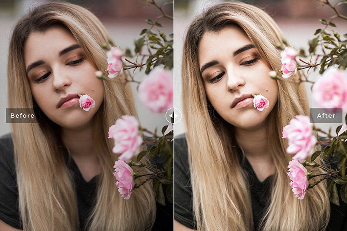 40 پریست لایت روم و پریست کمرا راو و اکشن فتوشاپ پرتره فضای باز Nymphaea Lightroom Presets