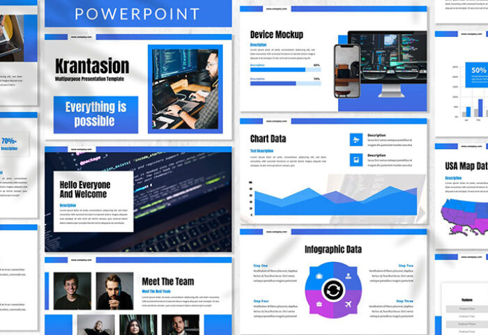 قالب پاورپوینت 2022 و گوگل اسلایدر حرفه ای تم تجاری Krantasion Business Powerpoint Template