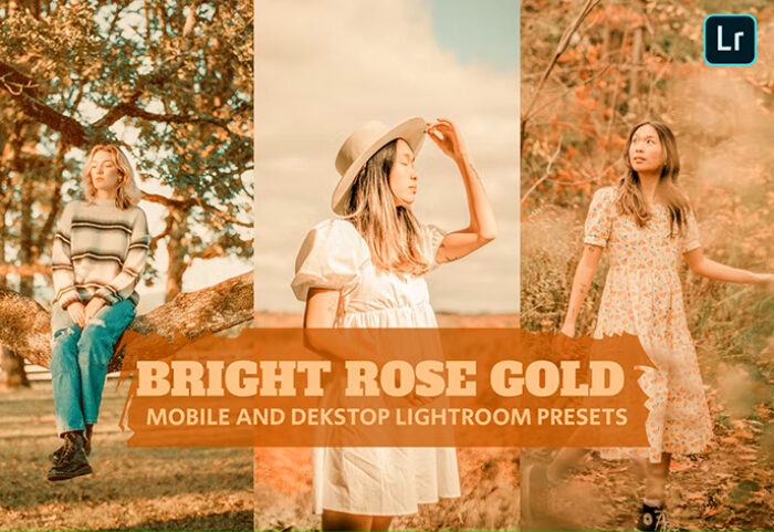 14 پریست لایت روم 2022 تم رز طلایی روشن Bright Rose Gold Lightroom Presets