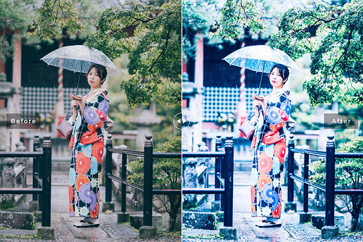 40 پریست لایت روم پرتره فضای باز و پریست کمرا راو و اکشن فتوشاپ تم بنفش Bugloss Lightroom Presets