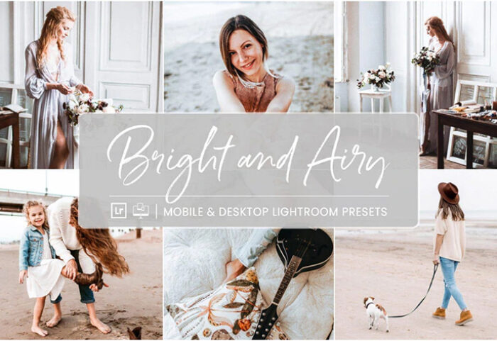 10 پریست لایت روم 2022 حرفه ای تم رنگی روشن Bright Airy Collection