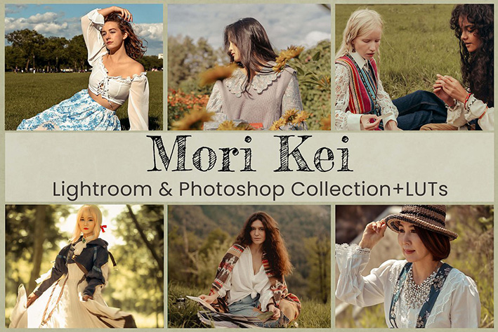 40 پریست لایت روم و کمرا راو و اکشن فتوشاپ و لات رنگی Mori Kei Lightroom Presets
