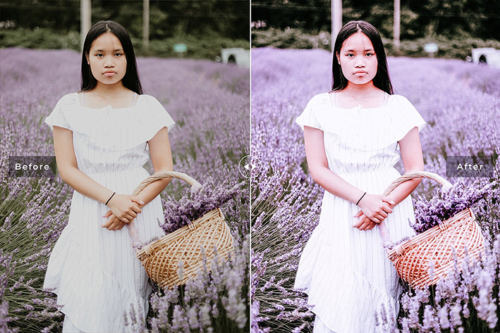 40 پریست لایت روم پرتره و پریست کمرا راو و اکشن فتوشاپ تم آبی بنفش Hellebore Lightroom Presets