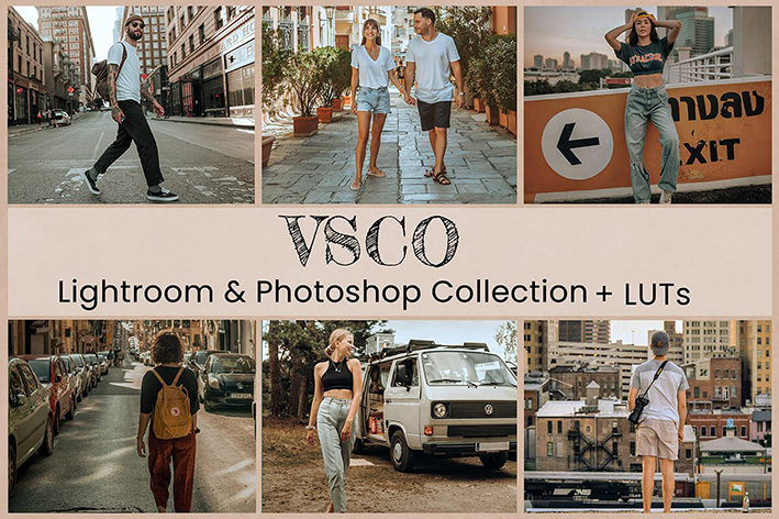 20 پریست لایت روم و اکشن فتوشاپ و لات رنگی تم فضای باز VSCO Lightroom Presets