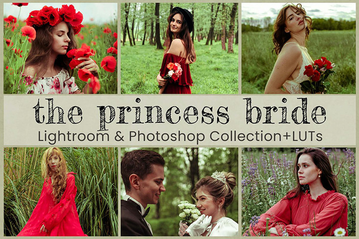 32 پریست لایت روم و اکشن فتوشاپ و لات رنگی تم پرنسس Princess Bride Lightroom Presets 32 پریست لایت روم و اکشن فتوشاپ و لات رنگی تم پرنسس Princess Bride Lightroom Presets