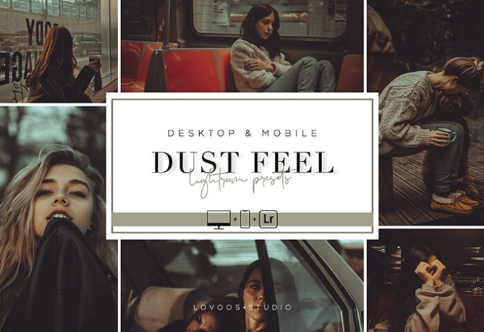 9 پریست لایت روم پرتره 1401 حرفه ای تم تیره DUST FEEL Lightroom Presets