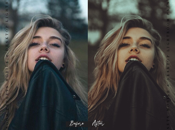 9 پریست لایت روم پرتره 1401 حرفه ای تم تیره DUST FEEL Lightroom Presets