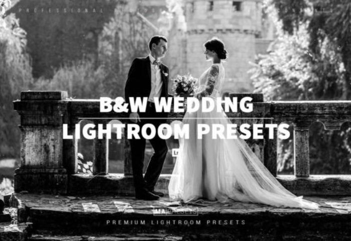 30 پریست لایت روم 2022 فوق حرفه ای تم سیاه و سفید B&W Wedding Lightroom Presets