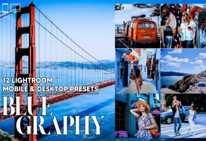 36 پریست لایت روم 2022 فوق حرفه ای تم آبی Blue Graphy Lightroom Presets