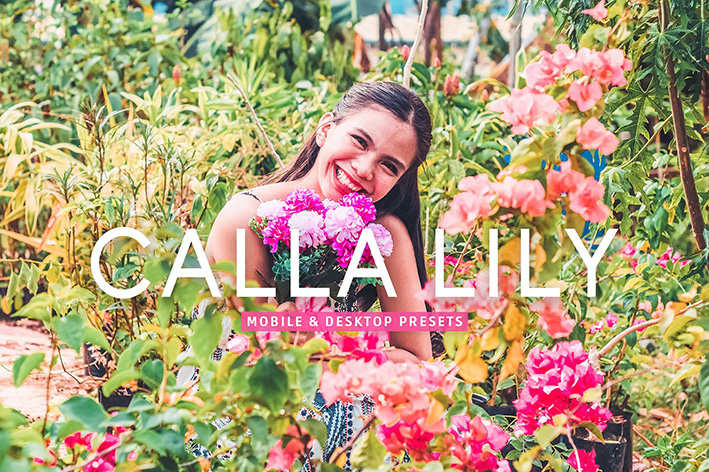 40 پریست لایت روم و پریست کمرا راو و اکشن فتوشاپ تم بهاری Calla Lily Lightroom Presets 40 پریست لایت روم و پریست کمرا راو و اکشن فتوشاپ تم بهاری Calla Lily Lightroom Presets