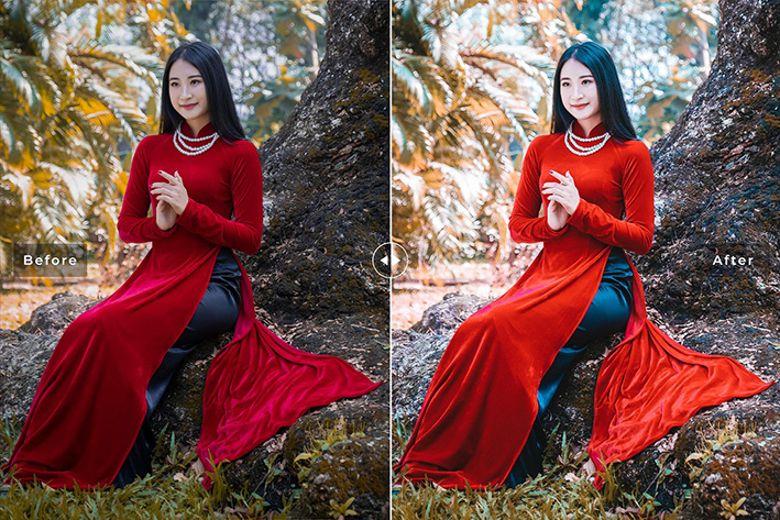 40 پریست لایت روم و پریست کمرا راو و اکشن فتوشاپ تم رنگی قرمز Goji Berry Lightroom Presets