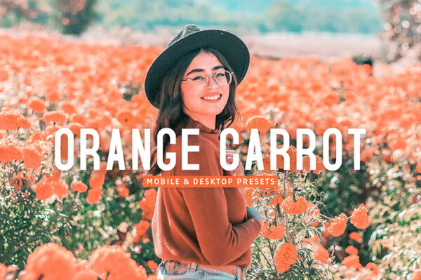 40 پریست لایت روم و پریست کمرا راو و اکشن فتوشاپ تم نارنجی Orange Carrot Pro Lightroom Presets
